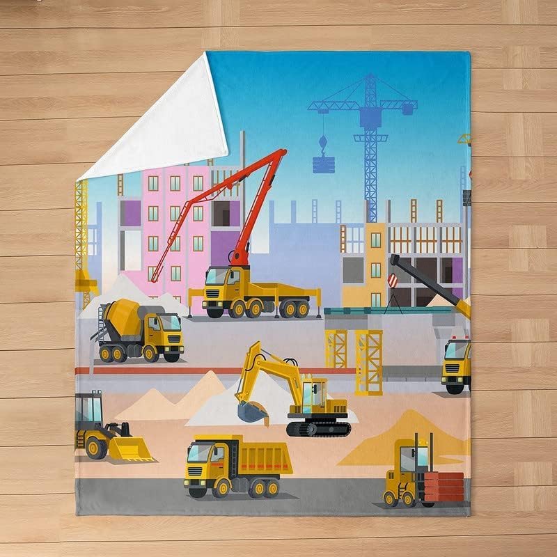 Cute Cartoon Bus Pattern Flannel Throw Blanket King Queen Full Size Super Soft Lightweight Warm for Coach Travel Sofa Blanket