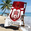 Custom Name Personalized Liverpool Football Club Print Beach Towel, for Trip Camping Beach Party Home Decor, Birthday Gift for Family & Friends