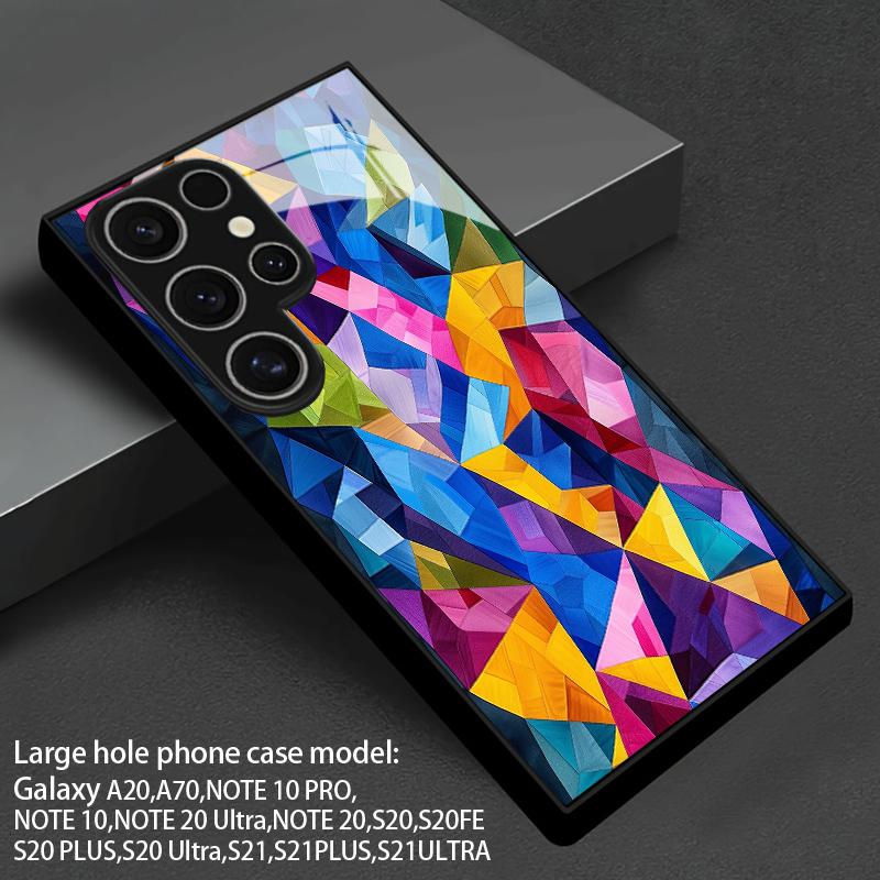Colorful Geometric Pattern 2D Phone Case for Samsung S26 S25 S24 S23 S22 S21 S20 A56 A36 A16 - Glass Protective Cover