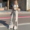 1116 Summer New Sand-colored Overalls Popular Thin Casual Wide-leg Pants Loose Drape Women's Trousers and Plus