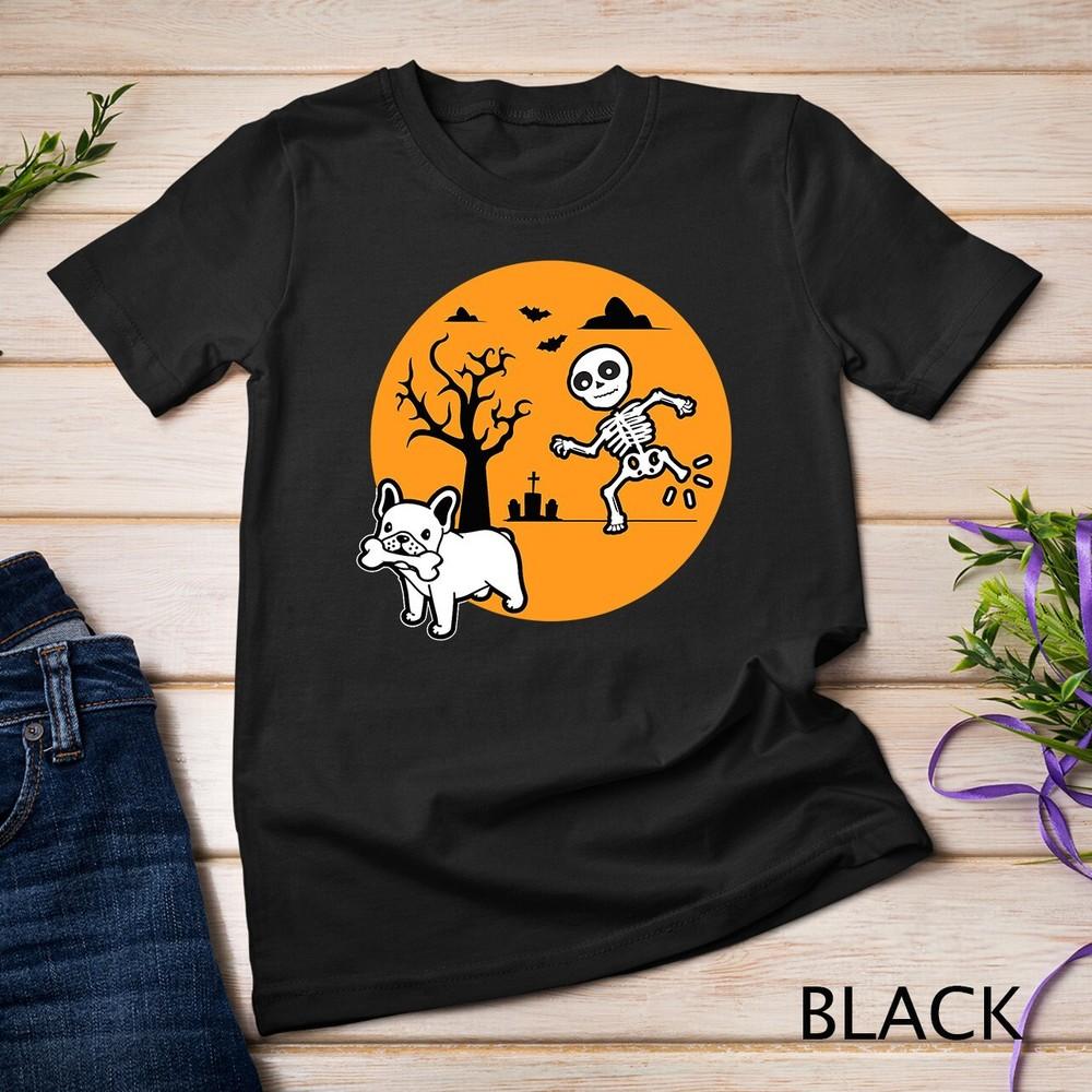 

French Bulldog Dog Skeleton Bone Halloween Costume Dog Owne Unisex T-shirt M