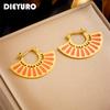 DIEYURO 316L Stainless Steel Geometric Semicircular Hoop Earrings For Women Girl New Trend Ear Buckle Non-fading Jewelry Gift