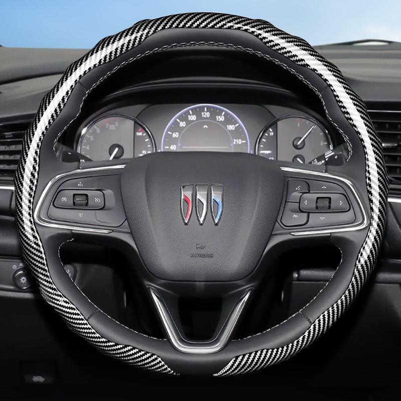 Suitable for Buick Carbon Fiber Texture Steering Wheel Cover Snap-On Wave-Shaped Sporty Design Durable Protective Case Encore Gx Envista Envision