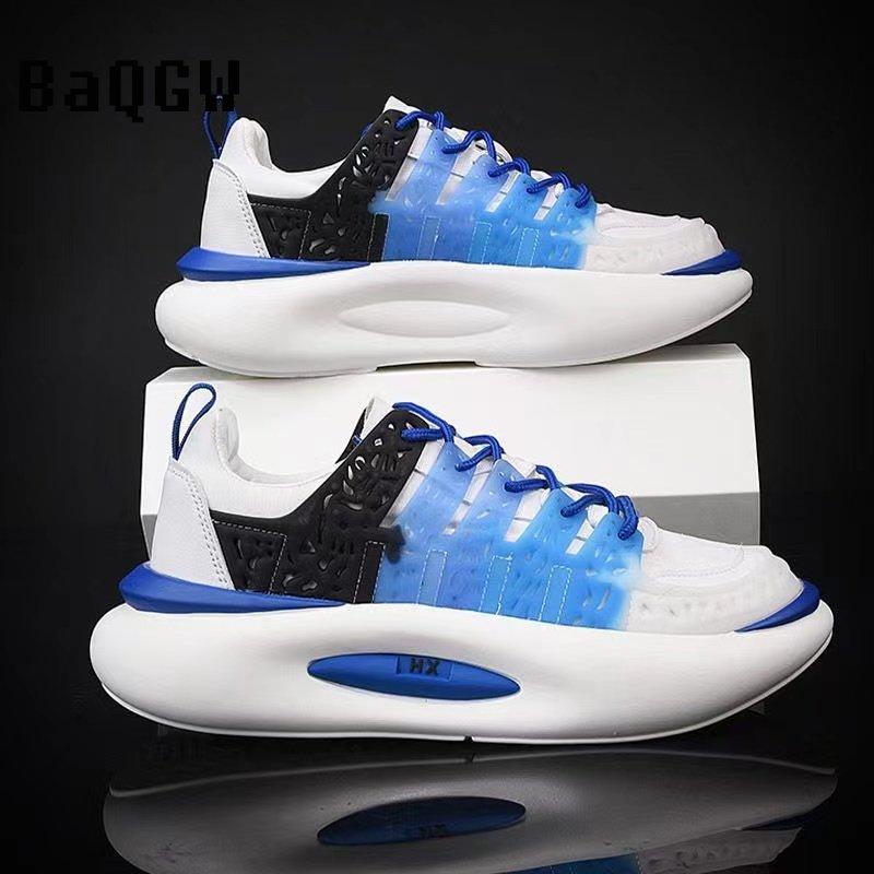 Fashion Casual Mesh Breathable Chunky Sneakers for Men Height Increased Flat Platform Running Shoes Large Size 45 Casual Tenis Shoes