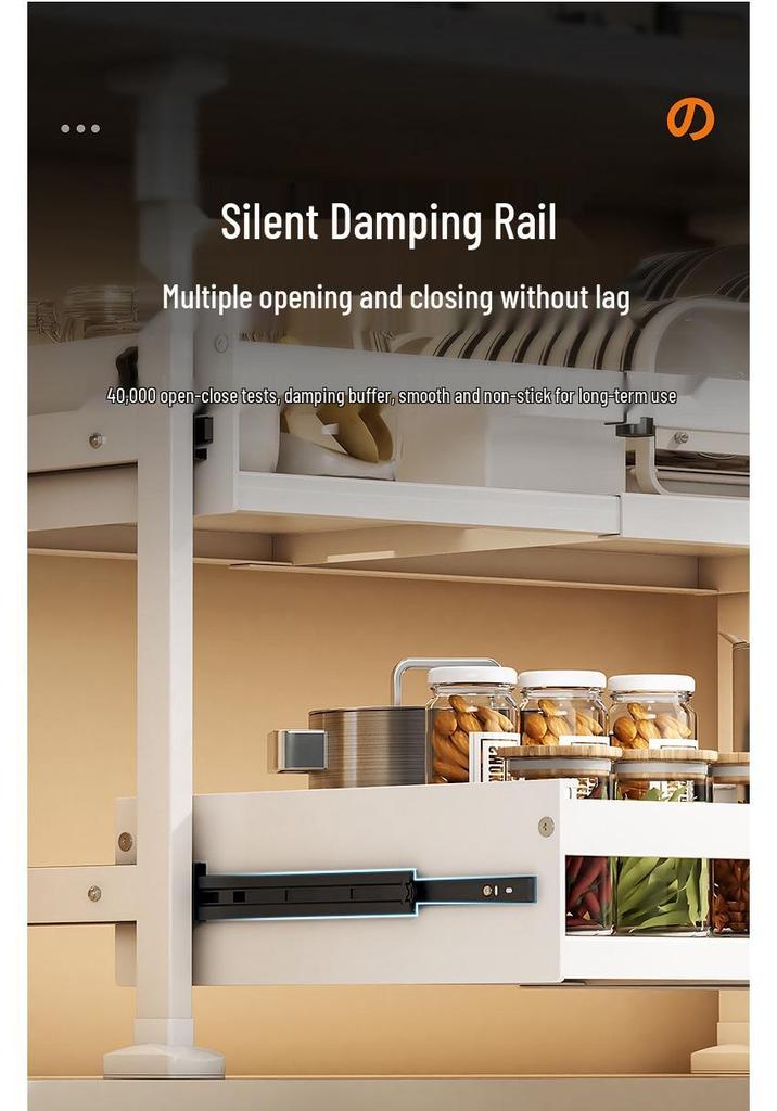Punch-Free Under-Mount Kitchen Cabinet Pull-Out Dish & Bowl Storage Rack