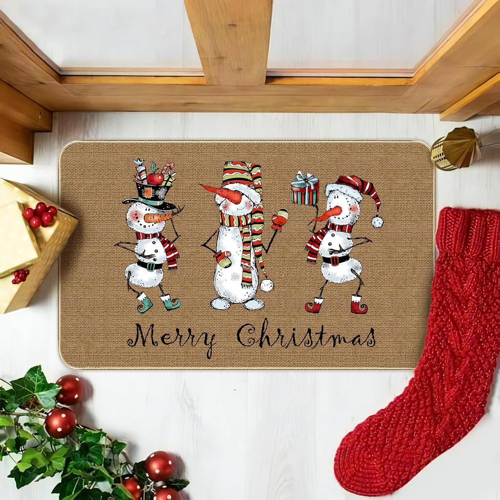Merry Christmas Doormat Winter Season Non-Slip Indoor Area Rugs Entrance Welcome Floor Mats Home Decoration