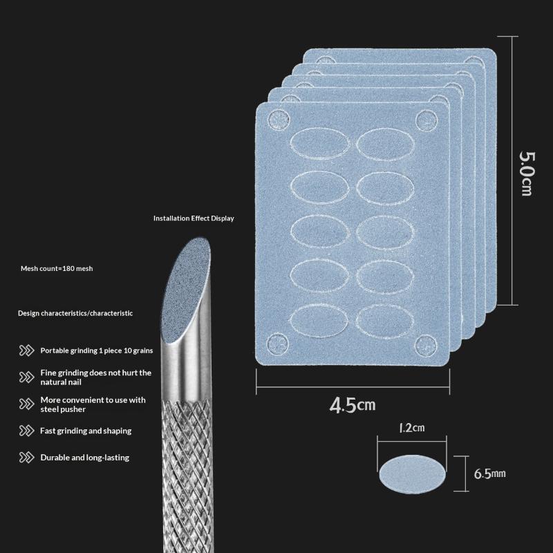 Double-Ended Nail Beveled Head Cuticle Pusher Remover Stainless Steel Cuticle Remover Manicure Sticks Nail Grinding File