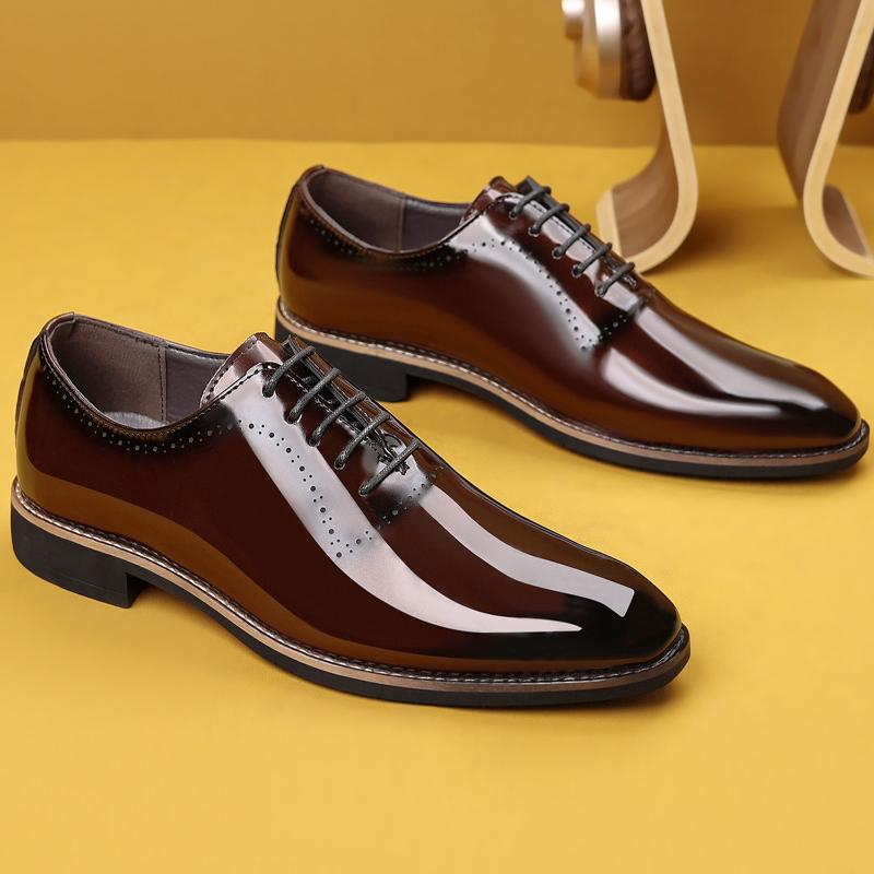 Fashion Luxury Men Oxford Shoes High Quality Patent Leather Men Shoes Comfortable Dress Wedding Party Shoes Classic Business Formal Shoe