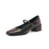 Fashion Square Toe Mid Heels Women Shoes Elegant Marie Janes Chunky Shoes 2024 Trend Cozy Autumn Party Dress Pumps Zapatos Mujer
