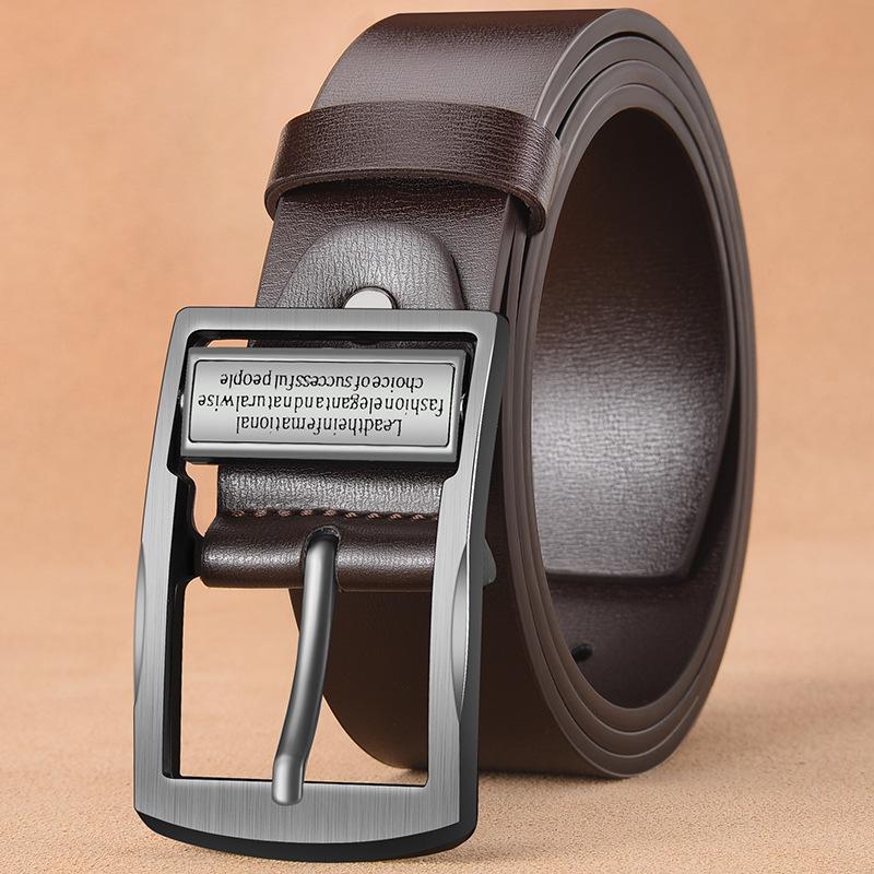 Men's Soft Leather Belt with Alloy Japanese Antique Buckle, Copper Pin