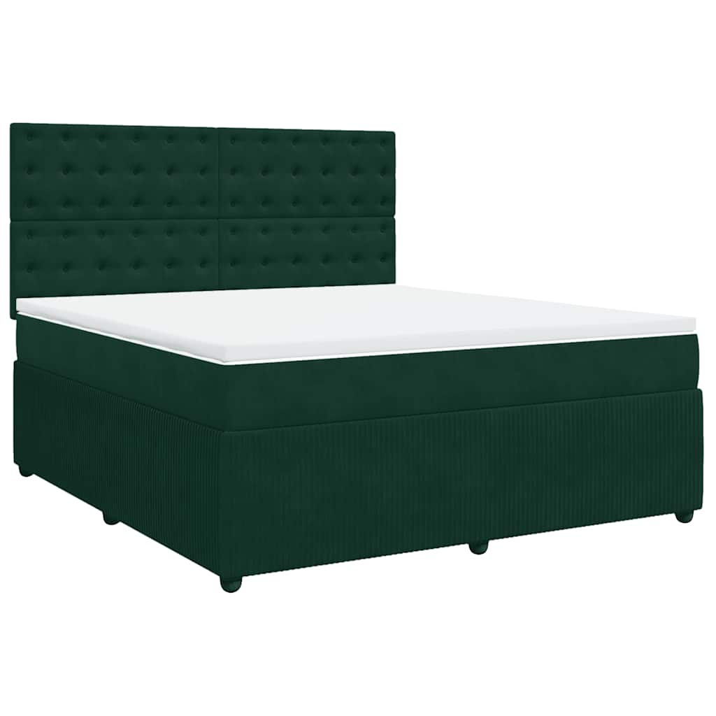 Box Spring Bed with Mattress Dark Green 180 X 200 Cm Velvet
