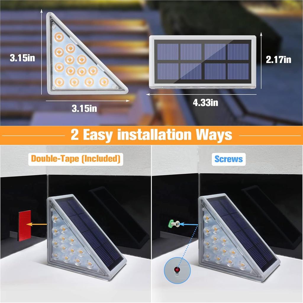 1Pc Solar Stair Lights ,LED Solar Step Lights Outdoor Waterproof ,Outdoor Light Decor for Garden Stair, Deck, Front Step, Front Porch, Patio