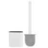 Wall Mounted Deep Cleaner Bathroom Toilet Brush and Quick Drying Holder Set with Long HandleWhite