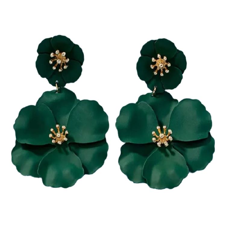 Eye Catching Woman Studs Earrings Flower Pendant Earrings Colorful Ear Jewelry Iron Texture for Matching Fashion Outfits