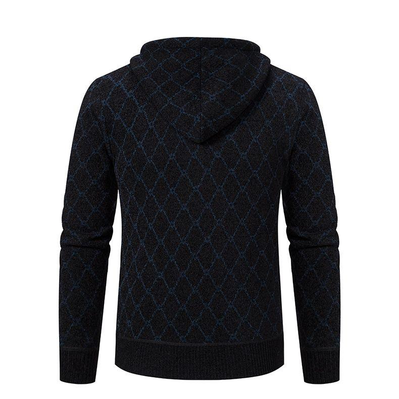 Winter Men's Cardigan Sweater with Thick Velvet and Loose Casual Hooded Knitted Jacket for Outerwear