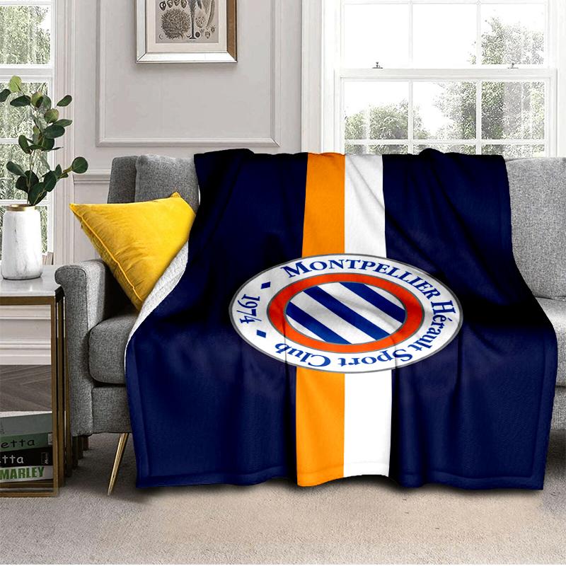 Montpellier Sc Crest Blanket Lightweight Ideal Bedding Blanket Perfect for Travel, Camping, Living Rooms, Offices, Sofas, Fan Christmas gift