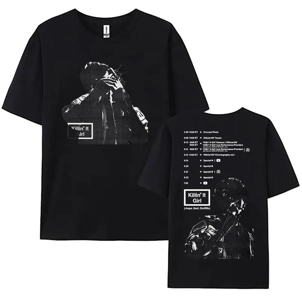 J-hope GloRilla Killin' It Girl T-shirt Summer Short Sleeve Female Tshirts Loose Fashion Korean Singer Print T Shirt O-neck Girl
