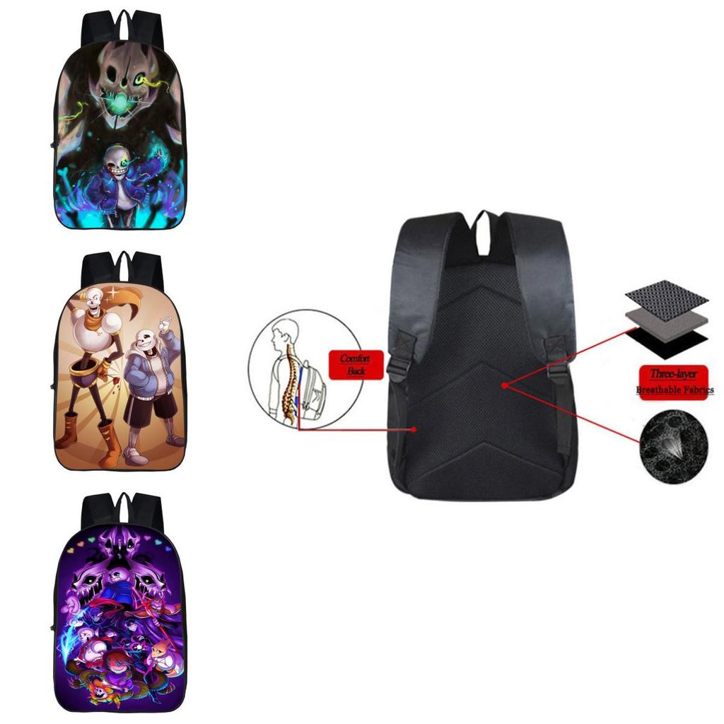 Durable 17-inch Undertale Sans Backpack For Kids With Adjustable Straps And Stylish Design