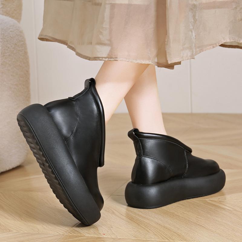 Cizme de damă de toamnă 2025 Modă Vârf rotund Talpă platformă Cizme scurte cu o singură lovitură Stil național retro Cizme înalte până la gleznă