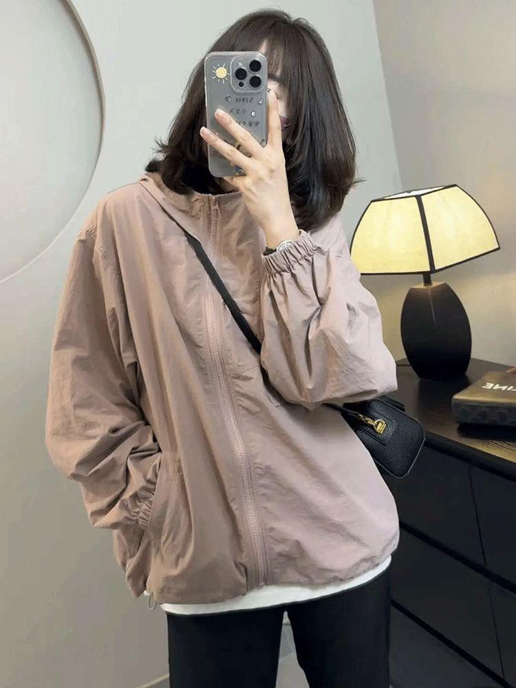 

2025 Spring Women s Petite Casual Korean Style Hooded Windbreaker Jacket