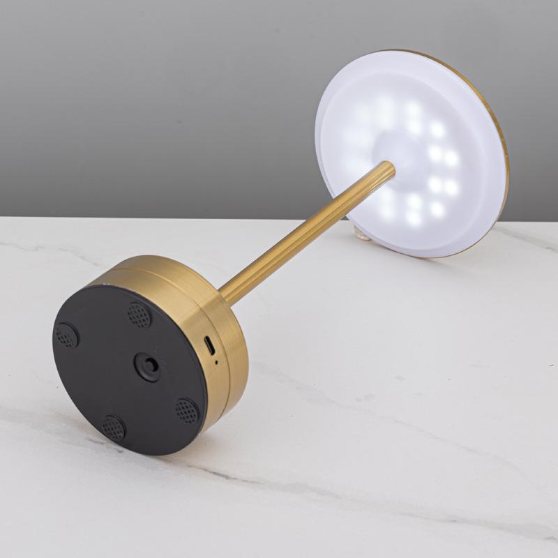 LED Retro Touch Table Lamp – Induction Flying Saucer Design for Hotels & Restaurants, Rechargeable I-Shaped Metal Lighting Fixture.
