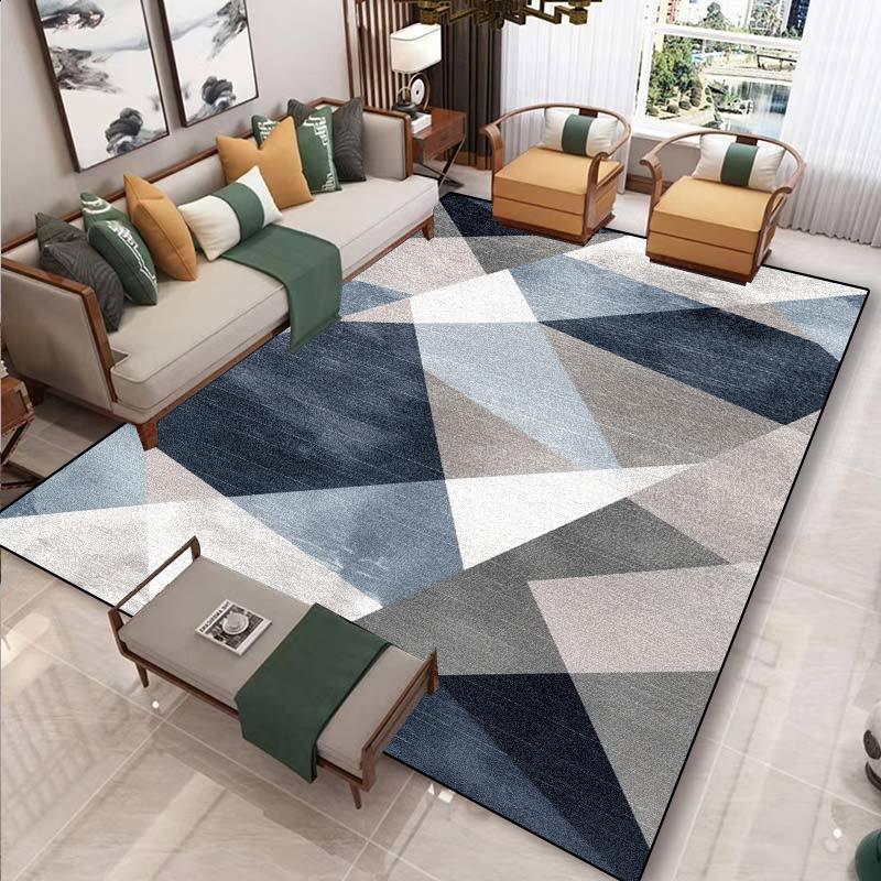 European Modern Geometric Carpet for Living Room Plush Decoration Home Nordic Non-slip Floor Mat Washable Bedroom Cloakroom Rugs