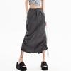 American Retro Cargo Skirt for Women Summer Slit Design Drawstring High Waist Mid-length Skirt Y2k Streetwear Fashion Clothing