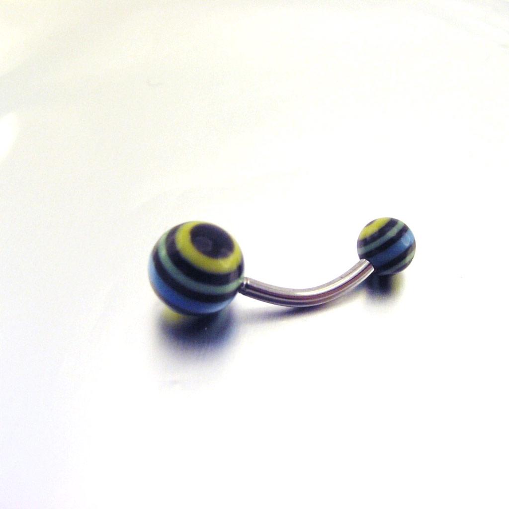 Les Trésors De Lily [E6749] - Body Piercing Ball 'Tecno' Black Green