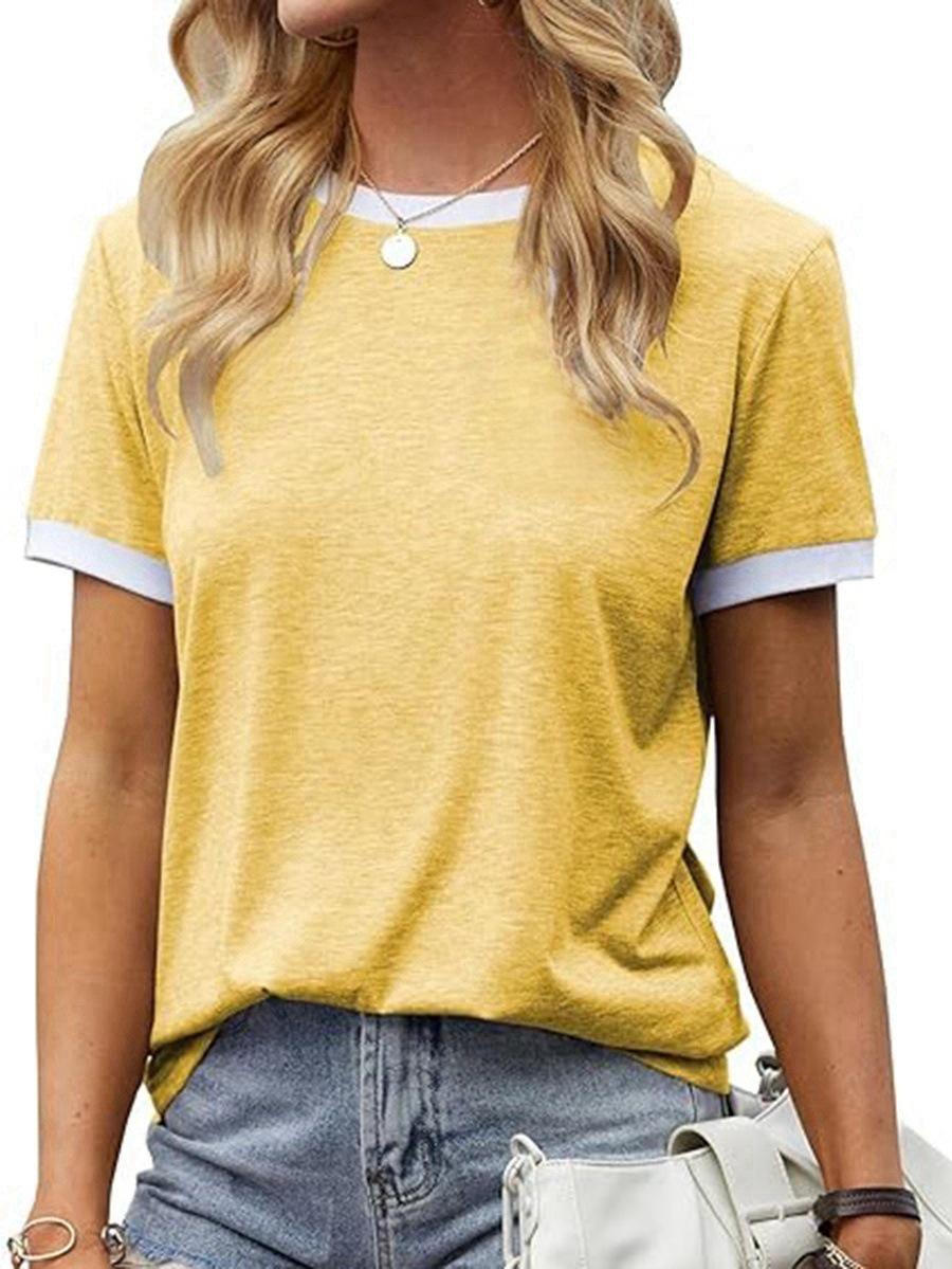 

Настраиваемая однотонная футболка с коротким рукавом - Бесплатная доставка 3XL жёлтый