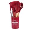 12-Piece Non-Stick Silicone Kitchenware Set: Food-Grade Wooden Handle, Includes Spatulas & Spoons, with Storage Bucket