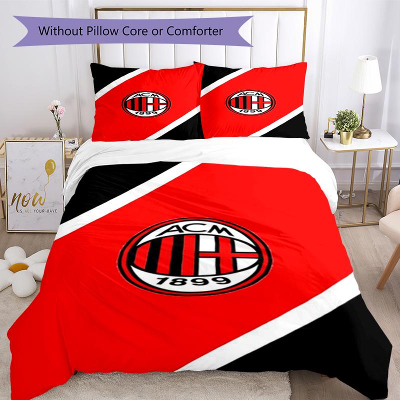 3pcs AC Milan Bedding Set Duvet Cover Closure Includes 1 Duvet Cover & 2 Pillowcases, Soft and Comfortable for All Seasons.