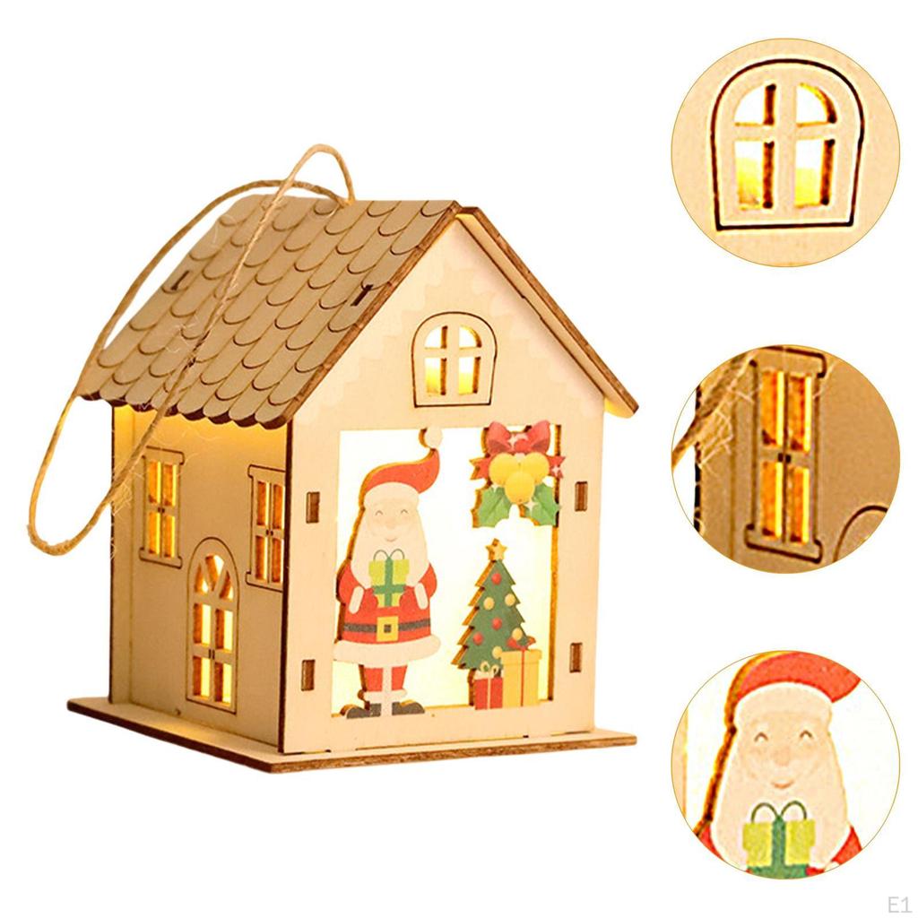 Lighted up Christmas Village House,Xmas Hanging Decoration Decors Gift Santa Claus Tree