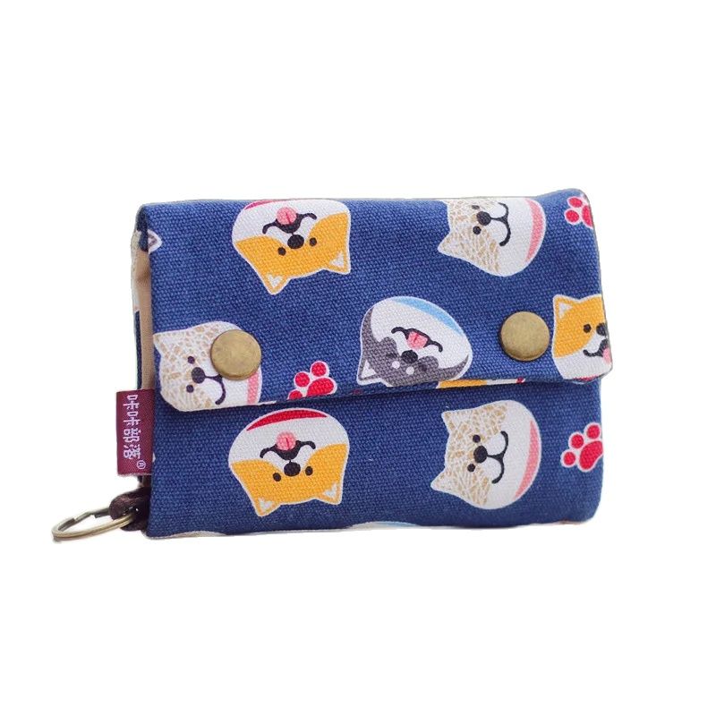 Women's Fold Card Wallet Canvas Cartoon Key Organizer Coin Purse Small Pouch Female Money Bag  for Girls