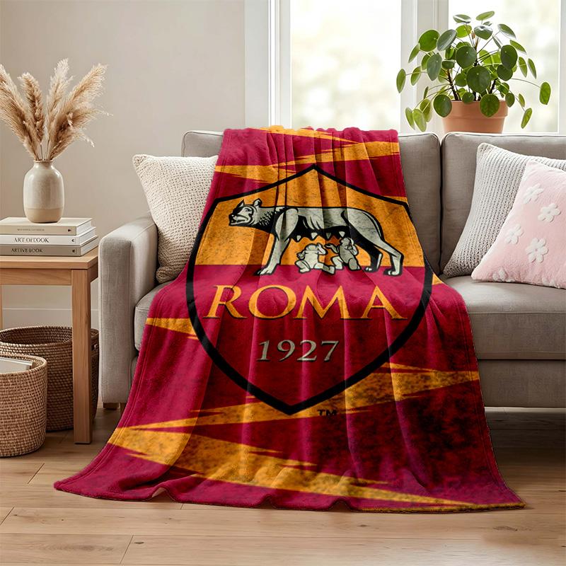 Couverture A.S. Roma Couverture en Flanelle Couverture Peluche Douce et Confortable pour Canapé Lit Décoration d'Intérieur Légère