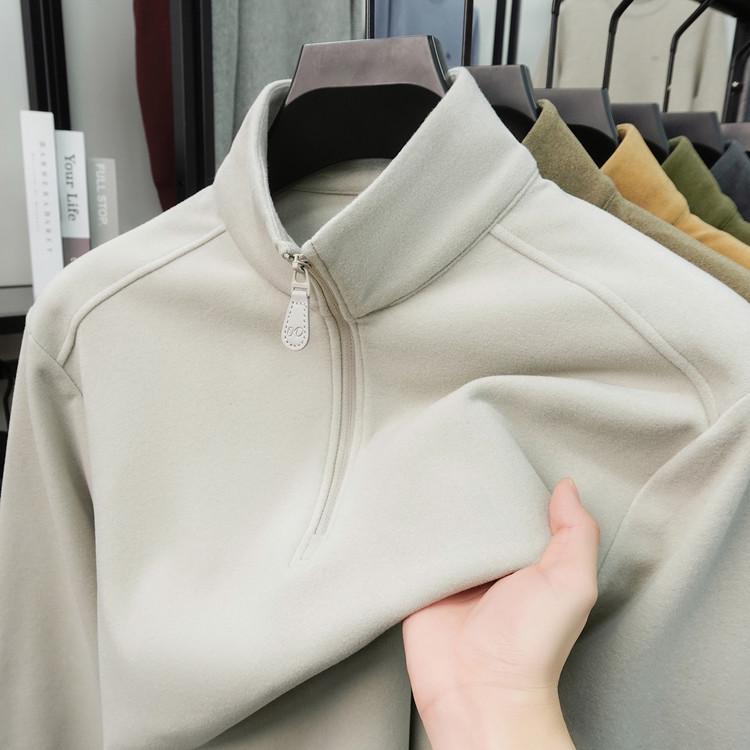 Men's 2025 Winter Double-Sided Fleece Half-Zip Long-Sleeve Casual Warm Base Layer Sweatshirt