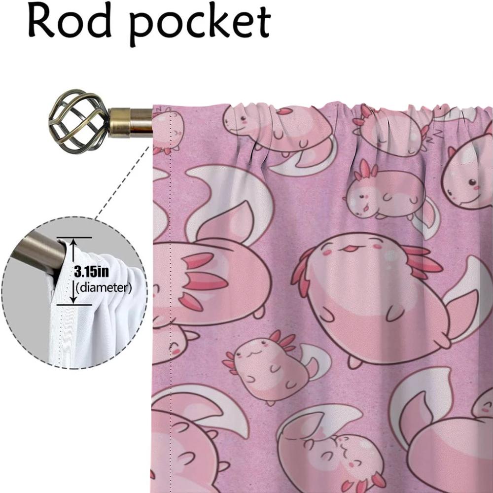 Room Darkening Cute Axolotl Living Curtains Curtain Partition Home Interior Camera Shades Kitchen Set Of 2 Modern Made Polyester Washable Sitting