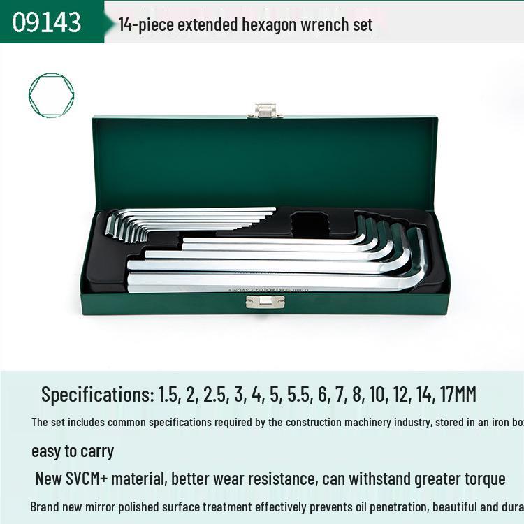 Shida Tools Extra Long Ball and Flat Head Hex Wrench Set (6-Piece) - Model 09105