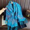 Luxury Embroidery Cashmere Winter Scarves Women Pareo Cape Warm Muslim Modal Hijabs Shawl Chunky Headscarf Ladies Elegant Poncho