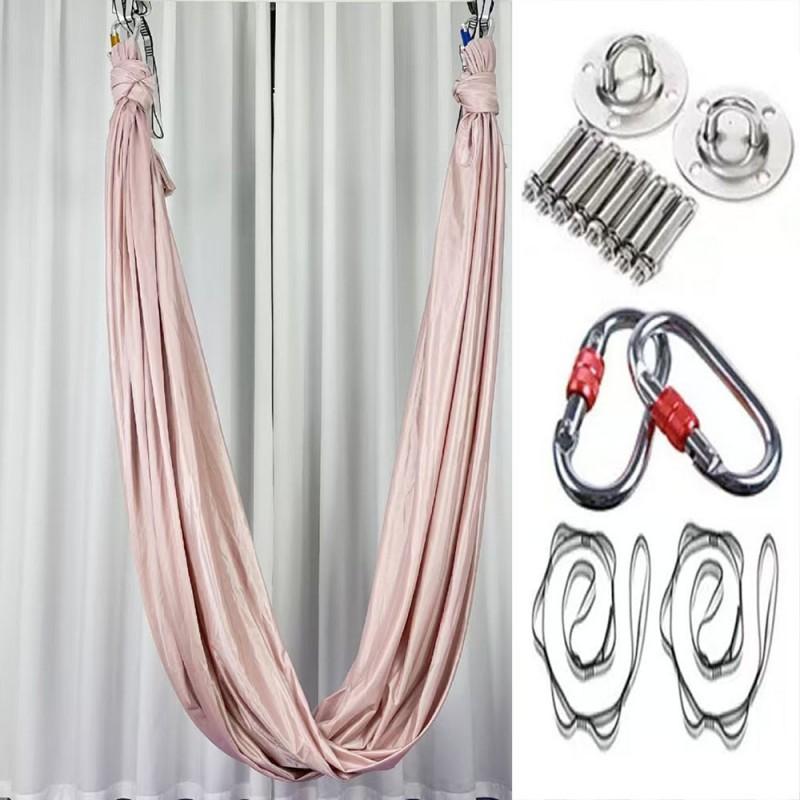 Aerial Yoga Hammock Set With Stretchy Fabric Home Gym Studio Practice Indoor Fitness Suspension Trainer