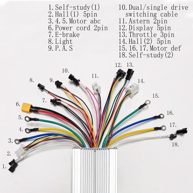 350W-2000W BLDC Doppelantriebsmotor Sinuswellen-E-Bike-Controller mit S866 UART Protokoll NR. 2 36V-52V 25A-50A 3-Modus für E-Go-Kart