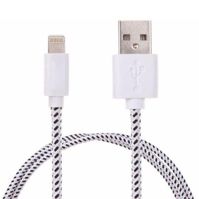 Geflochtenes Kabel 1m für IPHONE SE 2020 Ladegerät Lightning USB Anschluss APPLE Stoff Geflochten Schnürsenkel Draht Nylon (WEISS)