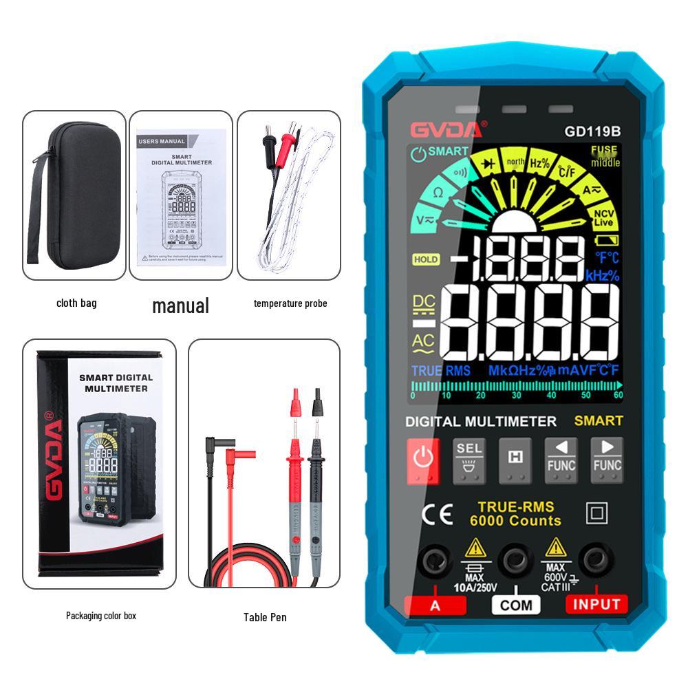 GVDA Precision Digital Multimeter - Intelligent Autorange, Anti-Burn, Color Screen Ammeter