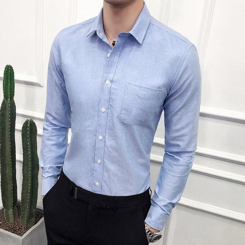 Hengyuanxiang Men's Long-Sleeve Business Casual Shirt