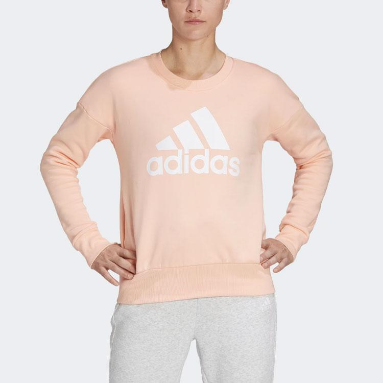 Adidas Logo Casual Sports Pullover American Hoodie Women hoodies Misty-Coral GC6926