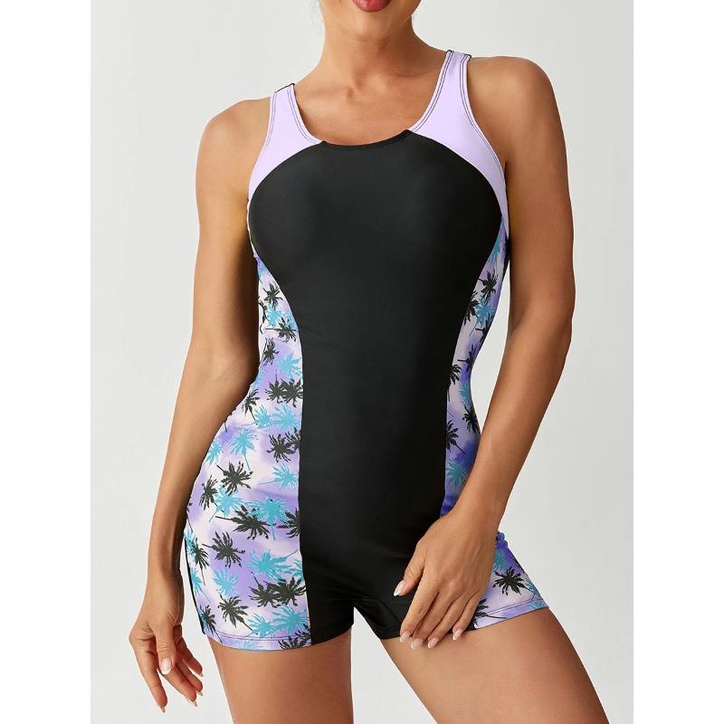 

2026 Sporty Slim Swimsuit Women One Piece Printed Swimwear Female Sexy Bathers Bathing Swimming Swim Suit Beachwear XXL S фиолетовый