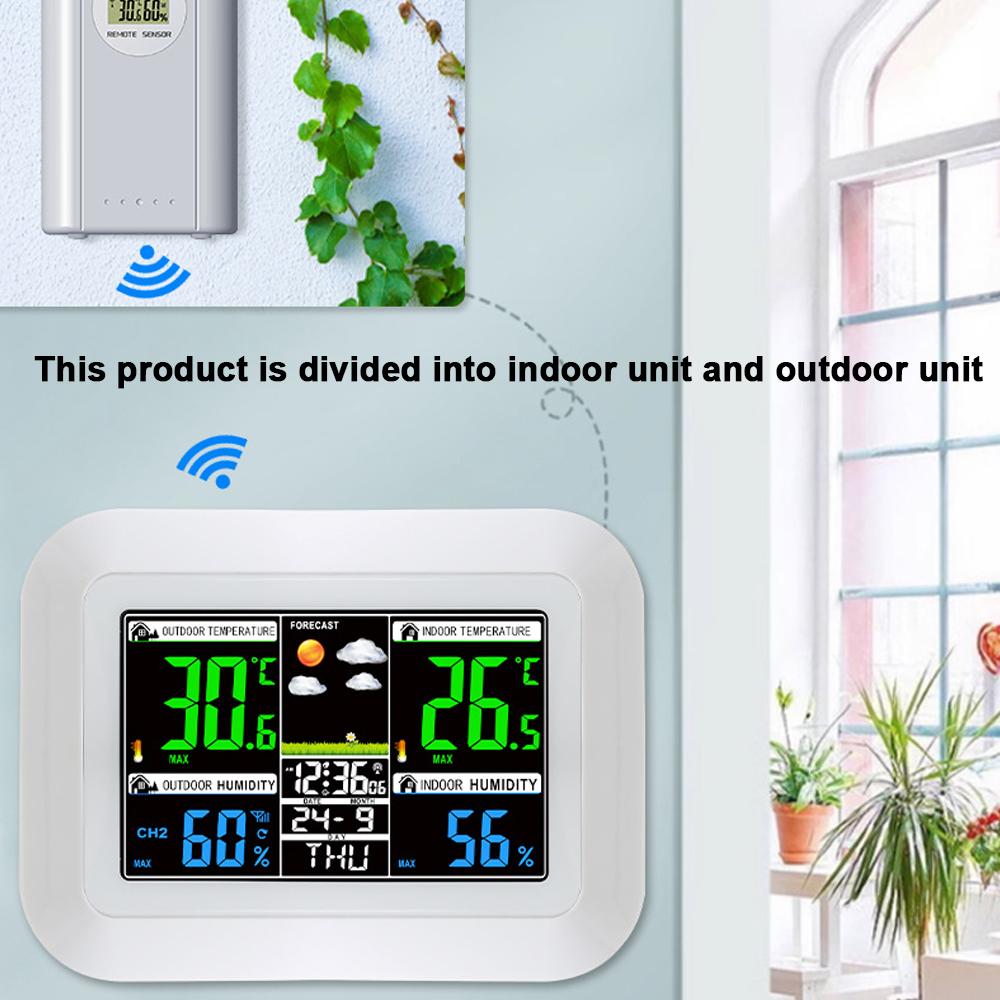 Multifunctional Wireless HomeOffice Weather Station Color Digital Display Clock 433MHz Outdoor and