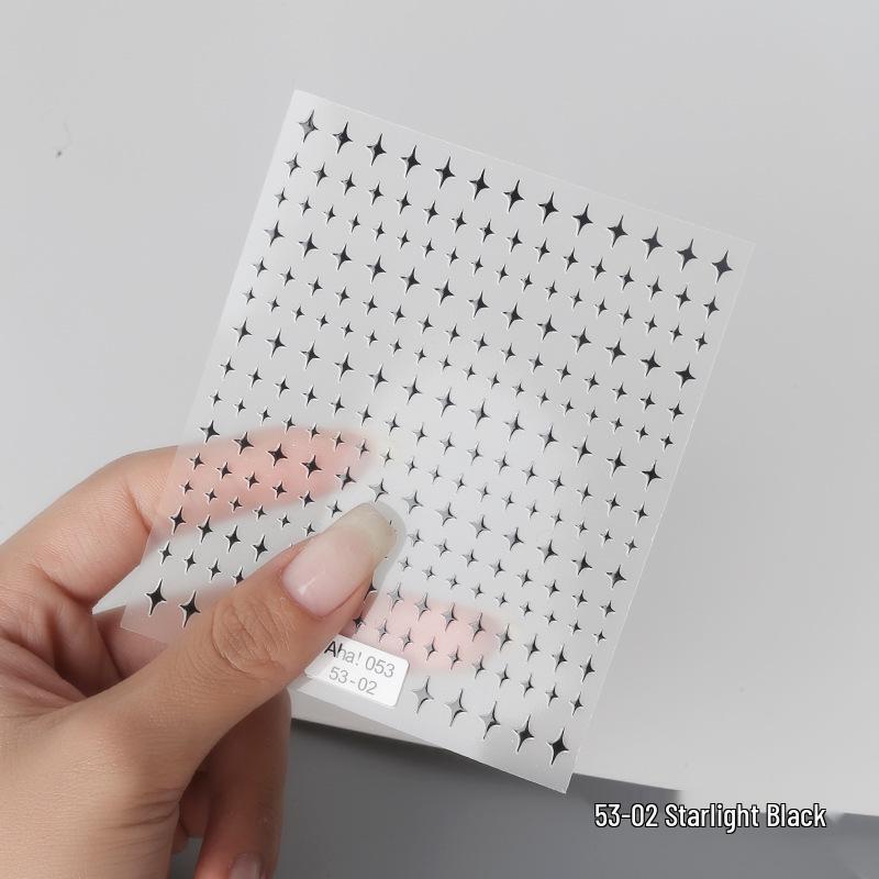 Aha Dreamy Starburst Nail Stickers - Gold, Silver, Black & White Japanese Crescent Stars