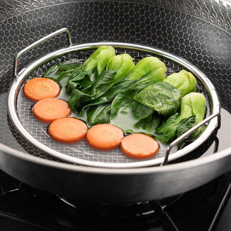 Frying Oil Drain Rack Stainless Steel Mesh Filtering Basket with Tray Oil Drip Filter Air Fryer Accessories Kitchen Draining