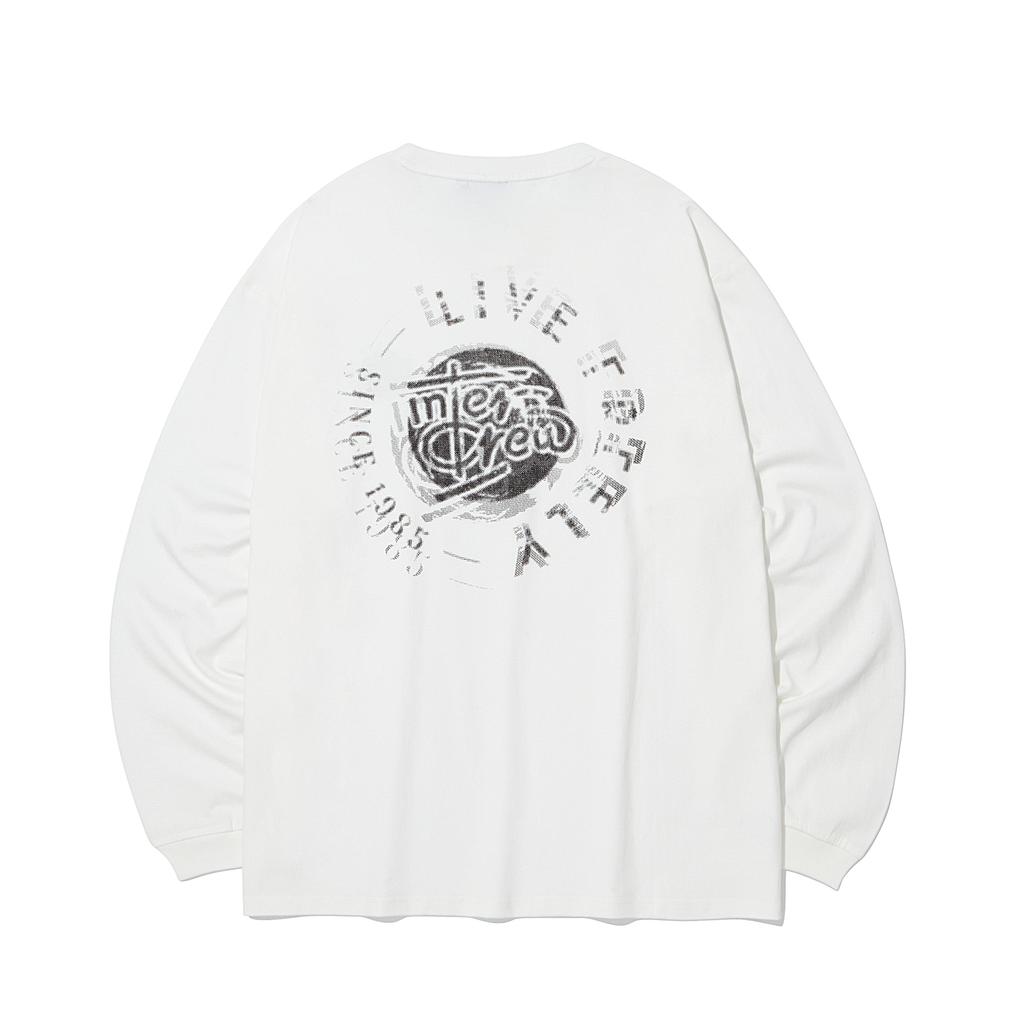 INTERCREW New Logo Halftone Print Long-Sleeve T-Shirt White Itz3Tr01Aoh