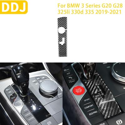 Carbon Fiber For BMW 3 Series G20 G28 325li 330d 335  2022  Accessories Car Gear Panel Trim Sticker Decoration